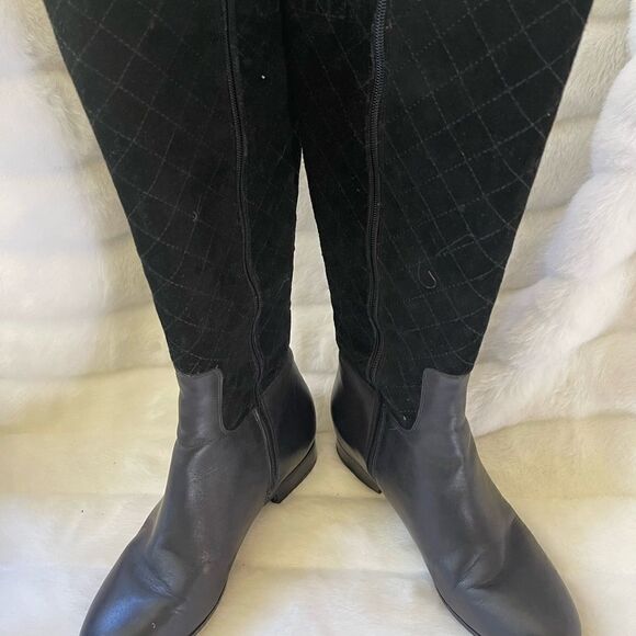 Isaac Mizrahi live black leather riding boots side zipper & top elastic size 9M - Picture 15 of 15